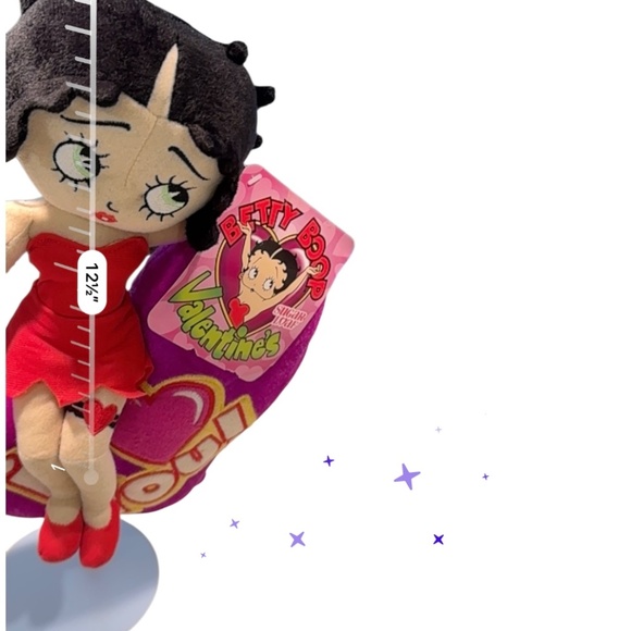 Betty Boop Rag Doll in Red Dress with Purple I love you Heart - Picture 6 of 9